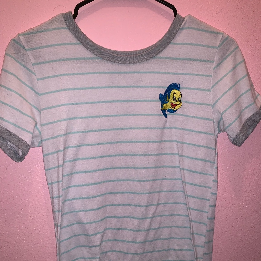 embroidered striped short sleeve disney t-shirt